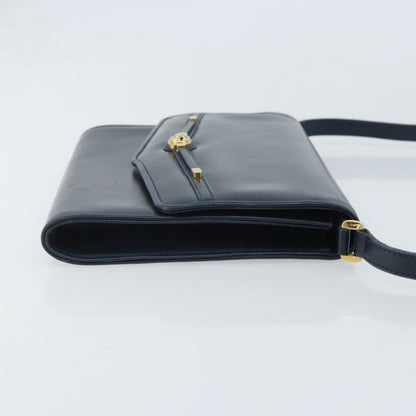 Gucci Vintage Interlocking G Flap Leather, Navy, Leather, Shoulder Bag