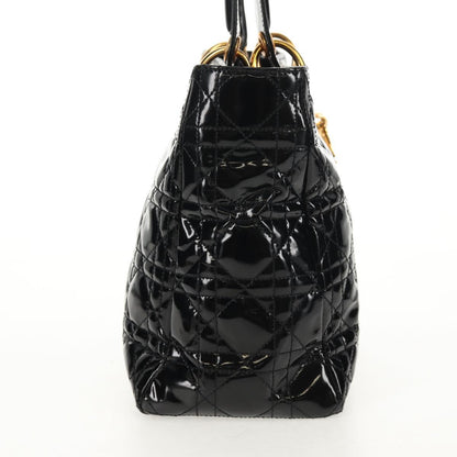 Christian Dior Lady Dior Bag Patent, BLACK, PATENT_LEATHER, Handbag