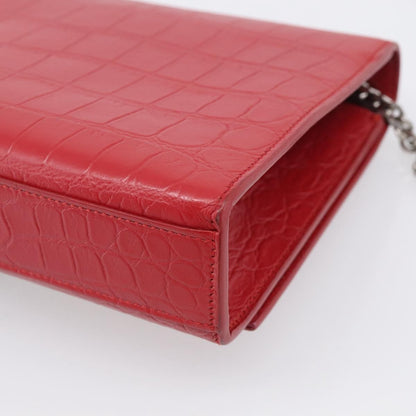 Saint Laurent Classic Monogram Crocodile Embossed Leather, Red, Leather, Crossbody Bag