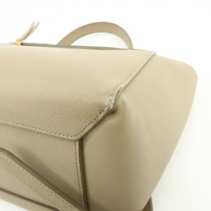 Celine Belt Textured Leather, Beige, Leather, Handbag