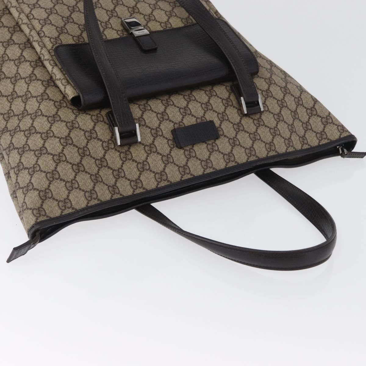 Gucci Vintage Front Pocket Tote GG Coated Canvas with Leather, Beige, Canvas, Tote Bag