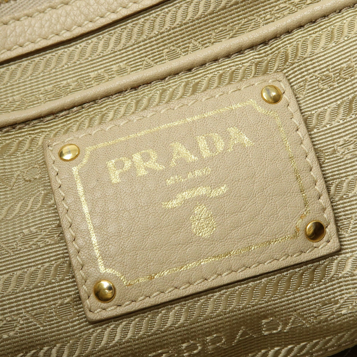 Prada Canapa Vitello Daino, Beige, Leather, Tote Bag