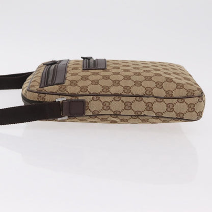 Gucci Double Front Pocket GG Canvas, Beige, Canvas, Crossbody Bag