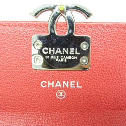Chanel CC Box Gusset Flap Quilted Calfskin, Red, Leather, Wallet