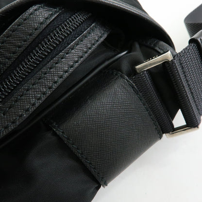 Prada Buckle Messenger Tessuto, Black, Nylon, Handbag