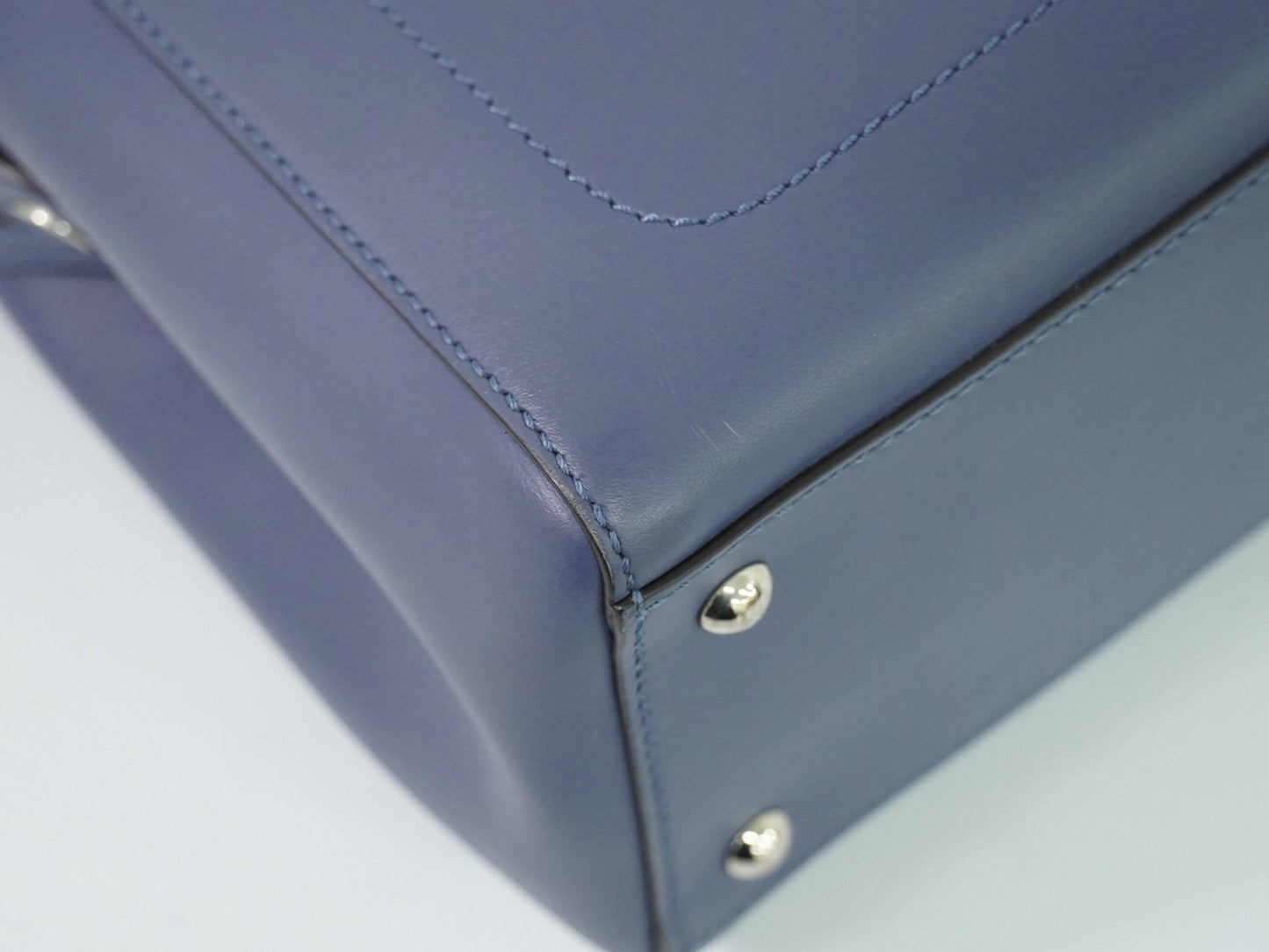 Fendi DotCom Convertible Satchel Leather, Blue, Leather, Handbag