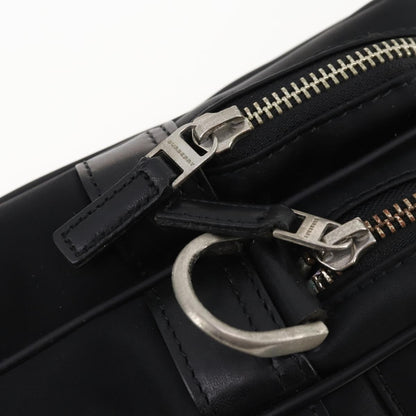 Burberry Front Zip Pocket Convertible Leather, Black, Nylon, Briefcase