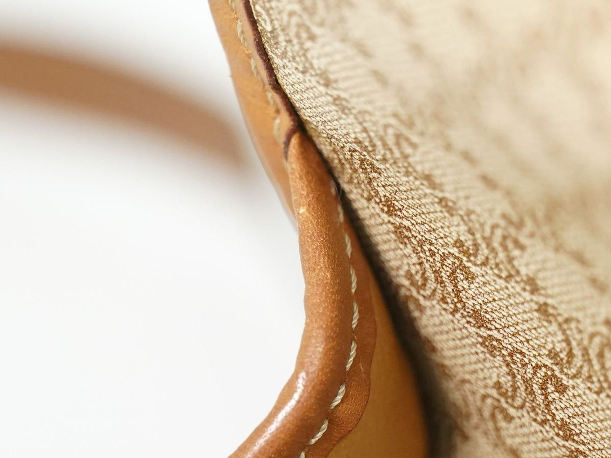 Celine Vintage Macadam Canvas and Leather, Beige, Canvas, Shoulder Bag