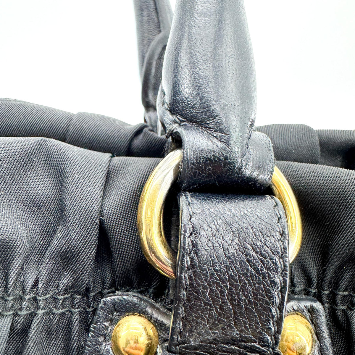 Prada Gaufre Convertible Leather and Tessuto, Black, Nylon, Tote Bag
