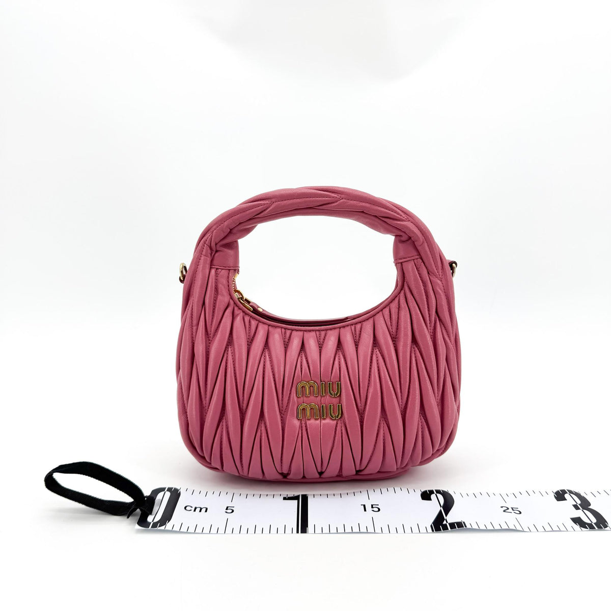 Miu Miu Wander Hobo Matelasse Satin, Pink, Leather, Shoulder Bag