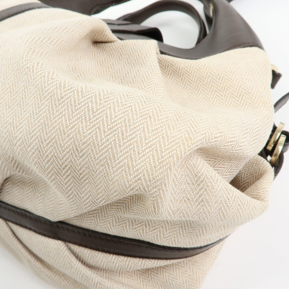 Bvlgari Chandra Hobo Canvas and Leather, Beige, Canvas, Shoulder Bag