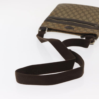 Gucci Flat Messenger GG Coated Canvas, Beige, PVC, Crossbody Bag
