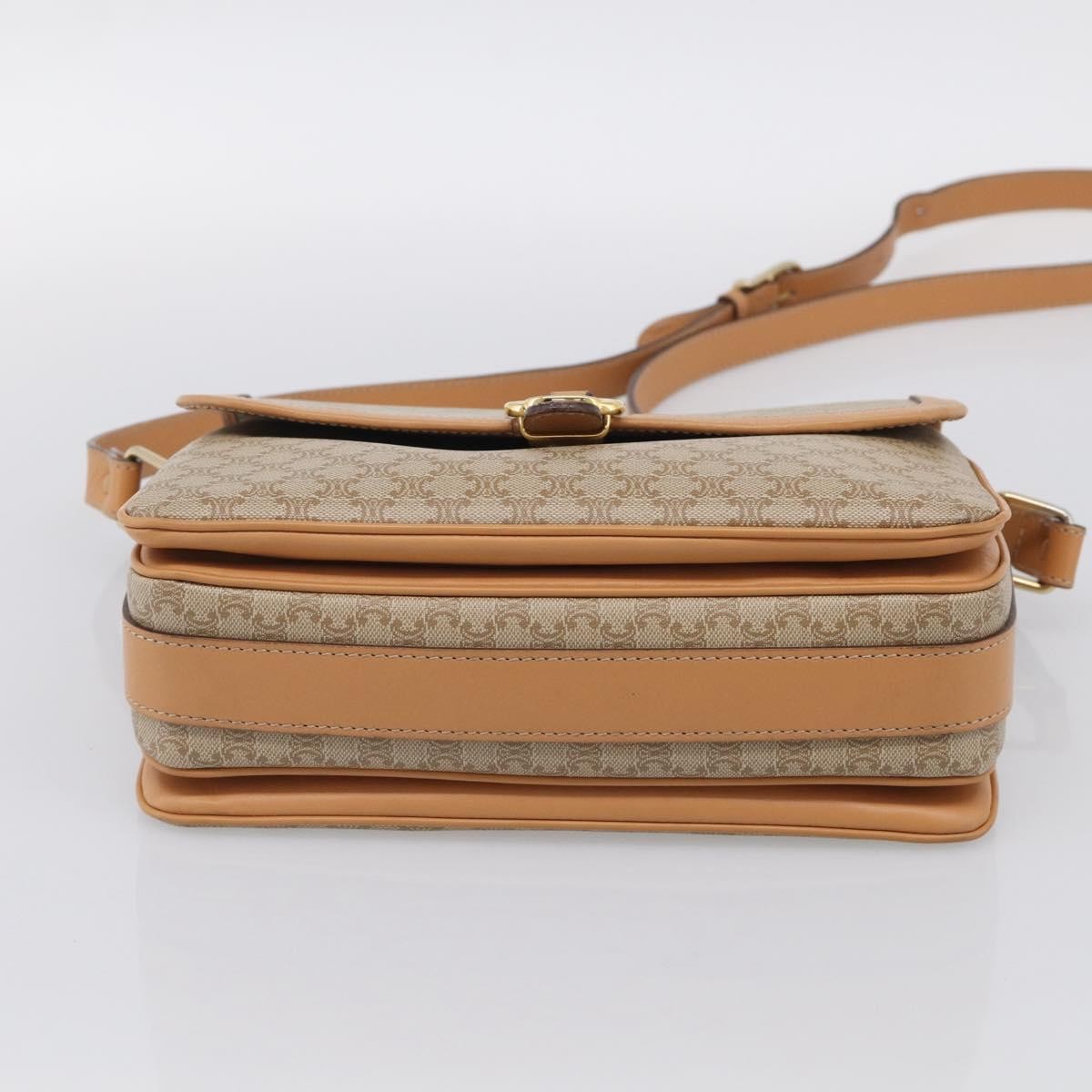 Celine Macadam Shoulder Canvas, Beige, Canvas, Crossbody Bag