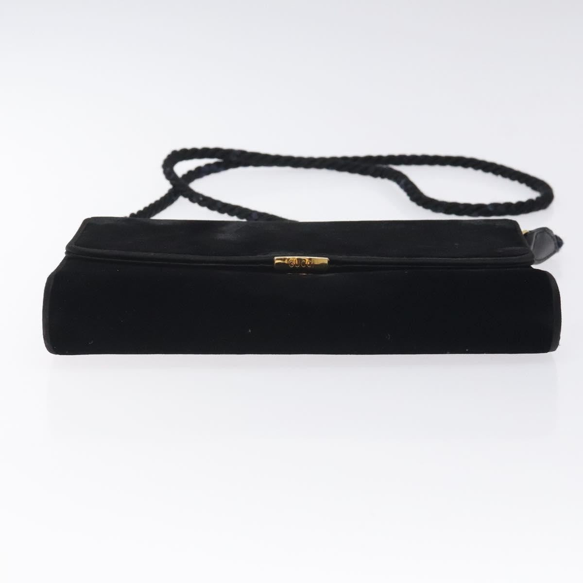 Gucci Vintage Flap Velvet, Black, Velvet, Shoulder Bag