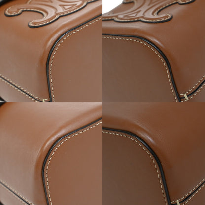 Celine Cuir Triomphe Box Leather, Brown, Leather, Handbag