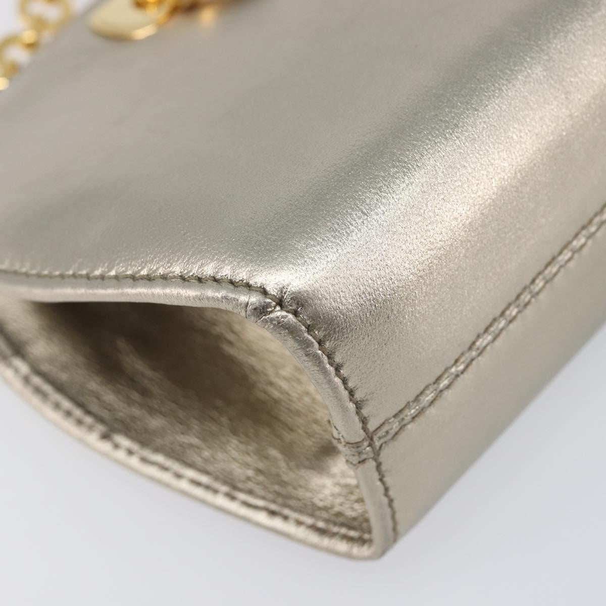 Salvatore Ferragamo Gancini Chain Leather, Gold, Leather, Shoulder Bag