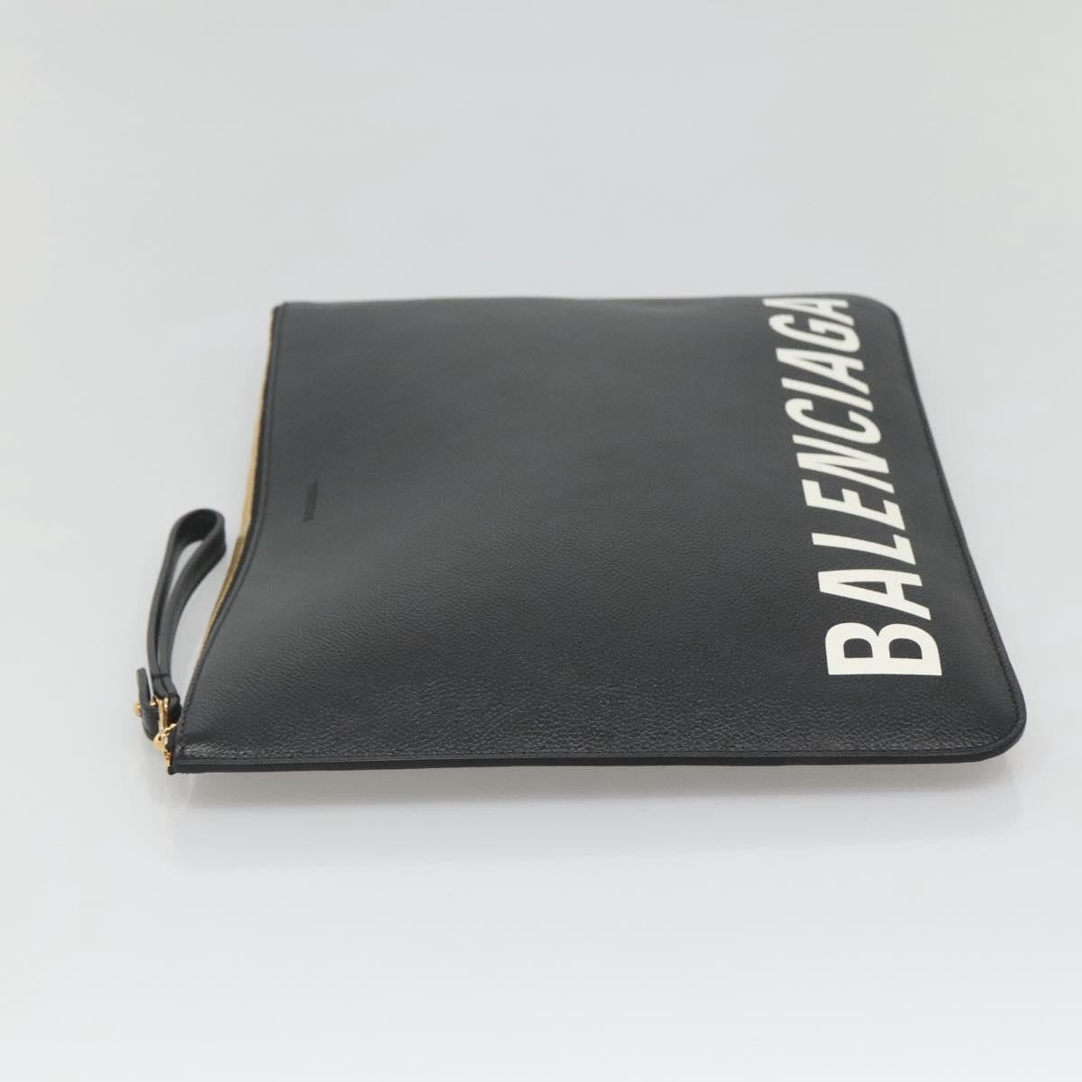 Balenciaga Ville Pouch Leather, Black, Leather, Clutch
