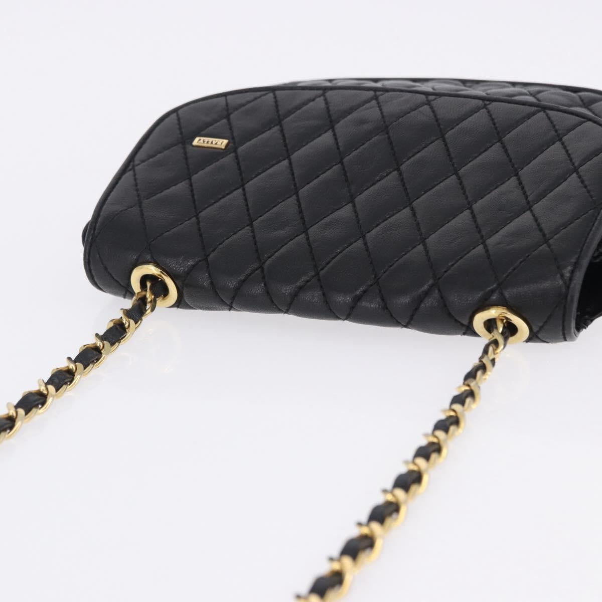 Bally Vintage Chain Quilted Leather, Black, Leather, Shoulder Bag