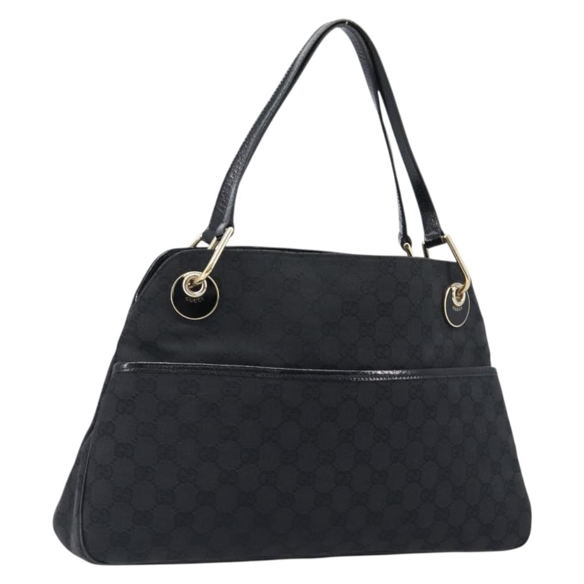 Gucci Twins Tote GG Canvas with Leather, Black, Canvas, Tote Bag