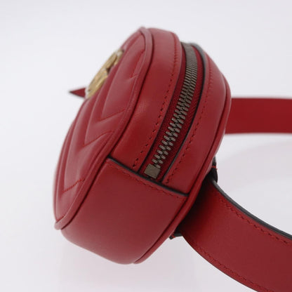 Gucci GG Marmont Belt Matelasse Leather, Red, Leather, Handbag