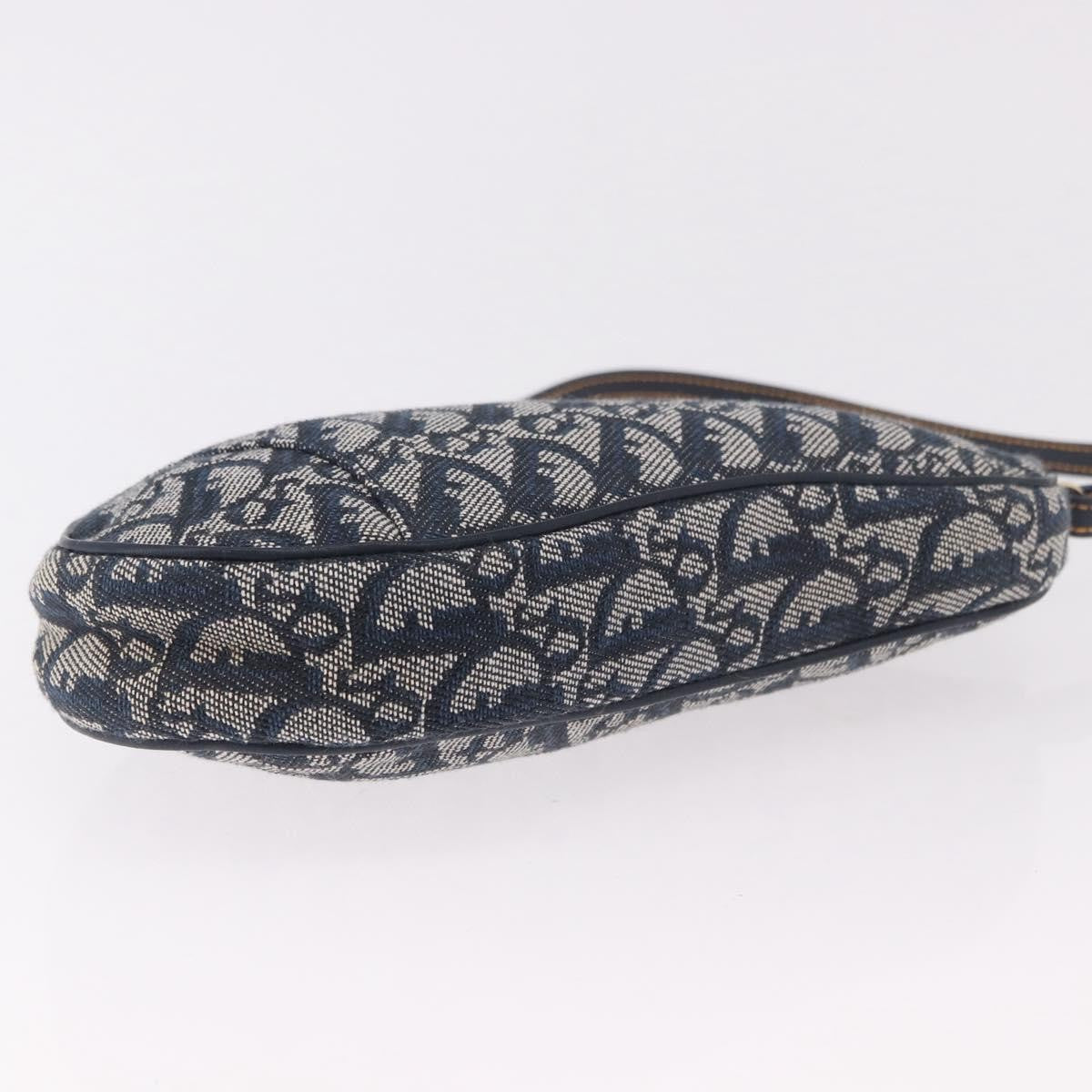 Christian Dior Vintage Saddle Bag Canvas, Navy, Canvas, Clutch