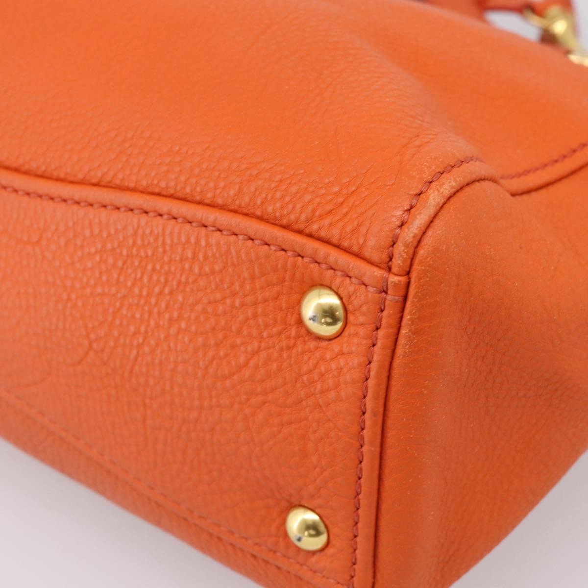 Miu Miu Caribou Convertible Tote Leather, Orange, Leather, Handbag