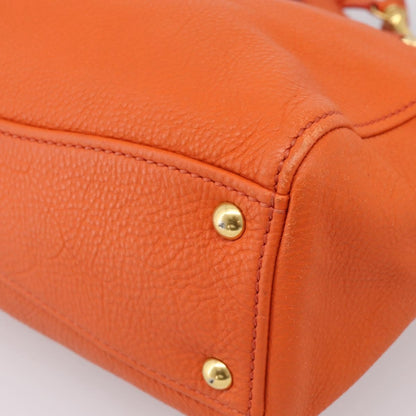 Miu Miu Caribou Convertible Tote Leather, Orange, Leather, Handbag