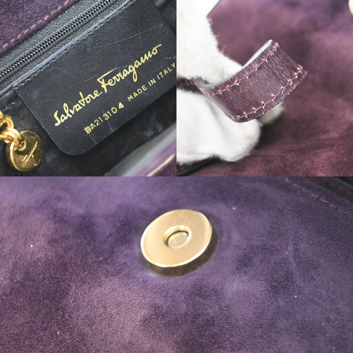 Salvatore Ferragamo Vintage Vara Bow Handle Shoulder Suede, Purple, Suede, Handbag