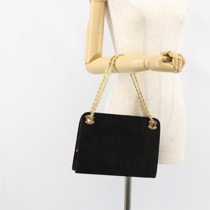 Chanel Matelasse Chain Shoulder Bag Suede, BLACK, SUEDE, Shoulder bag