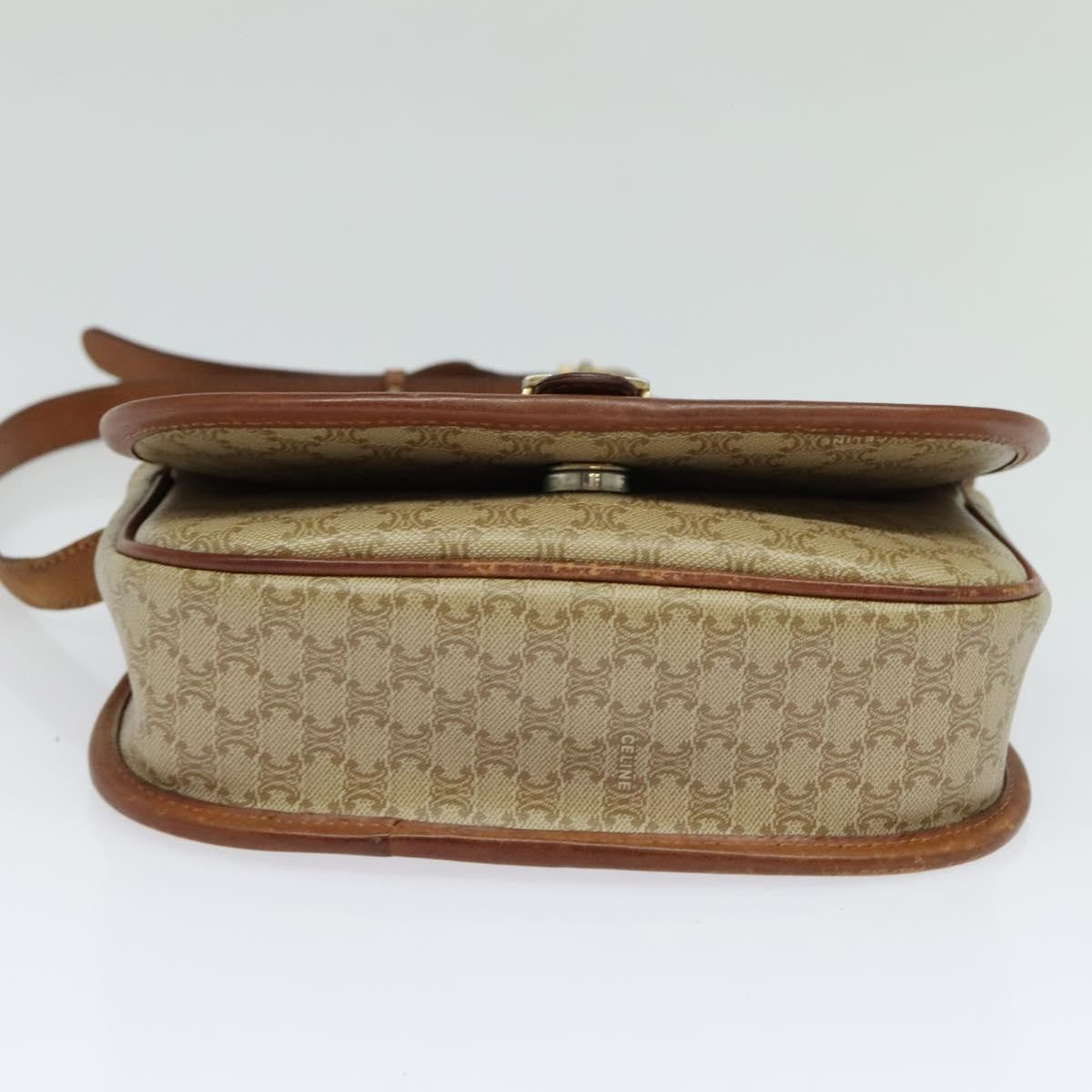 Celine Vintage Macadam Canvas and Leather, Beige, Canvas, Shoulder Bag