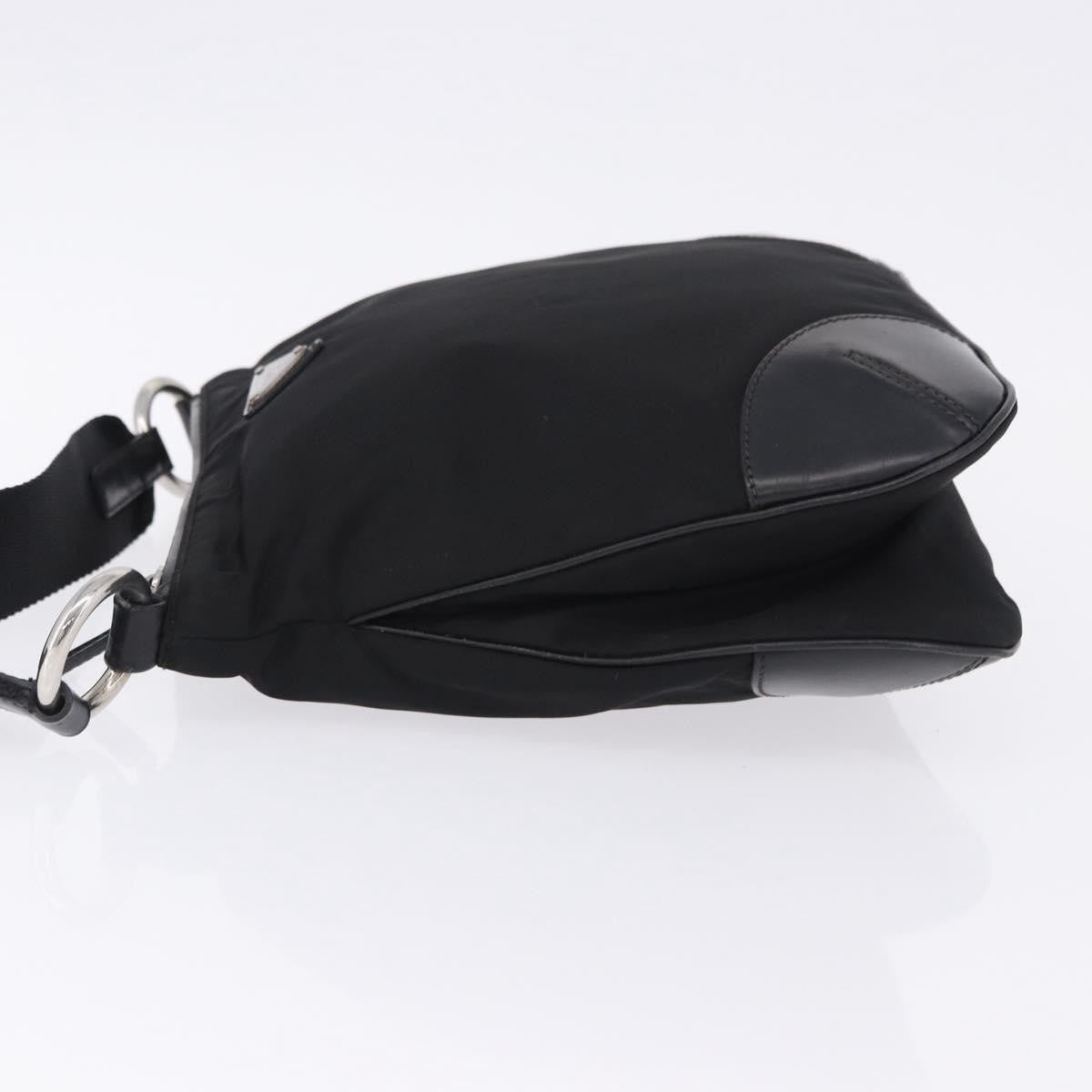 Prada Zip Messenger Tessuto with Leather, Black, Nylon, Handbag