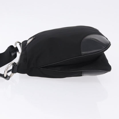 Prada Zip Messenger Tessuto with Leather, Black, Nylon, Handbag