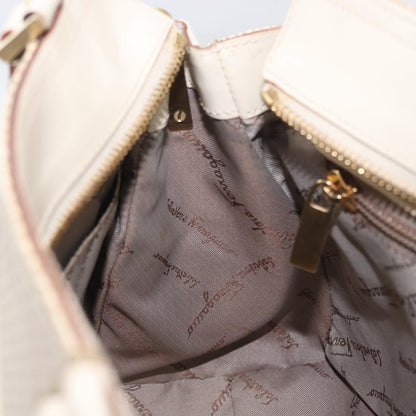 Salvatore Ferragamo Double Gancini Side Buckle Tote Leather, Beige, Leather, Handbag