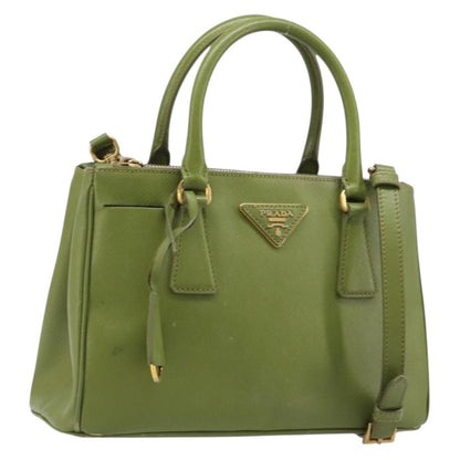 Prada Galleria  Strap Leather, Green, Leather, Handbag