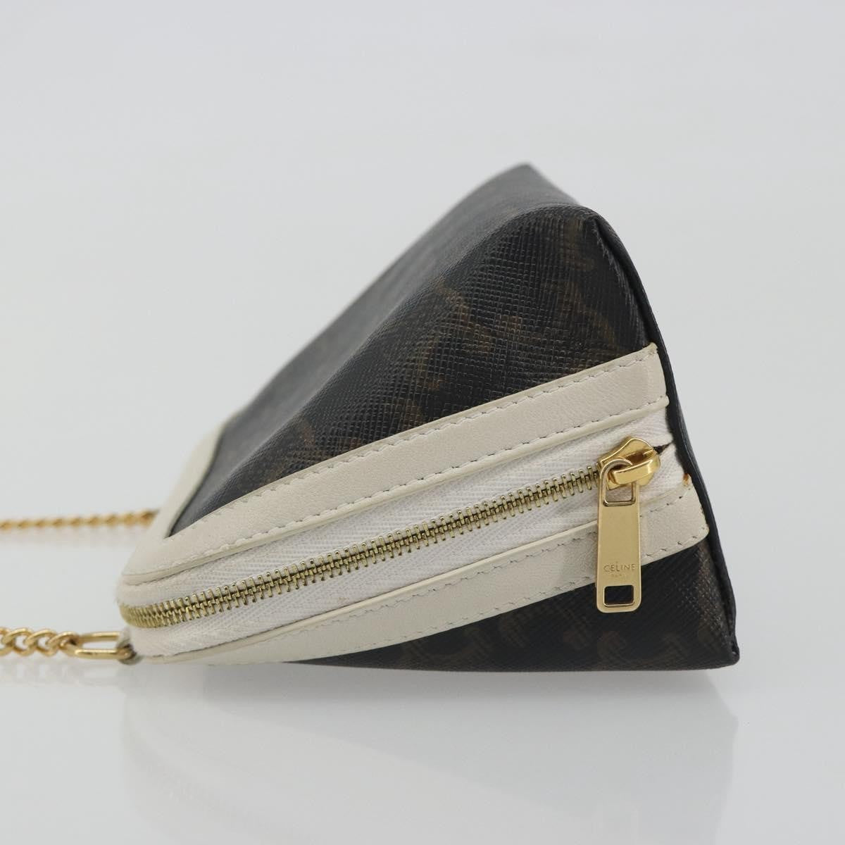Celine Zip Around Chain Clutch Triomphe Coated Canvas, Brown, Canvas, Clutch