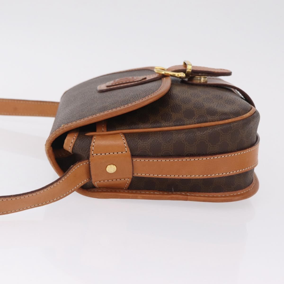Celine Macadam Shoulder PVC Leather, Brown, Canvas, Crossbody Bag