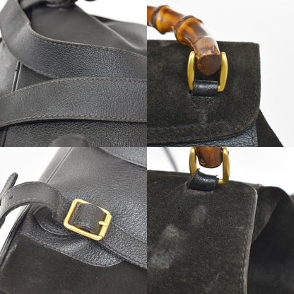 Gucci Vintage Bamboo Suede, Black, Suede, Backpack