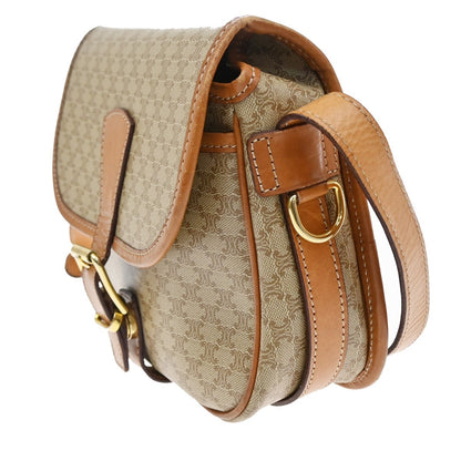 Celine Vintage Macadam Canvas and Leather, Beige, Canvas, Shoulder Bag