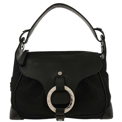 Bvlgari Logomania Canvas with Leather, Black, Leather, Shoulder Bag