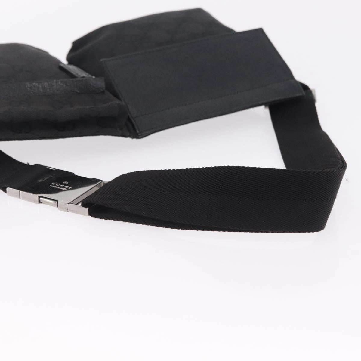 Gucci Two Pocket Belt Bag GG Canvas, Black, Canvas, Handbag