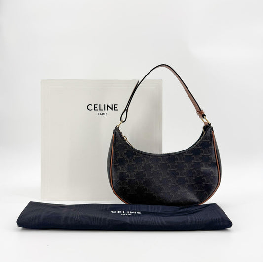 Celine Triomphe Triomphe Canvas, Black, Canvas, Shoulder Bag