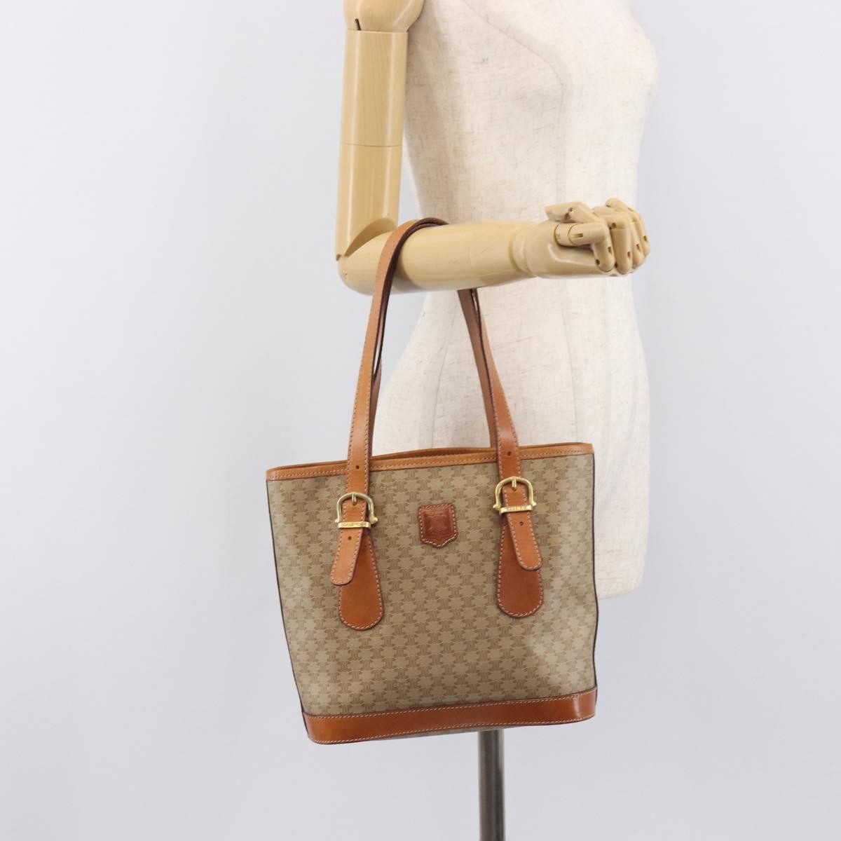 Celine Macadam Canvas and Leather, Beige, Canvas, Tote Bag