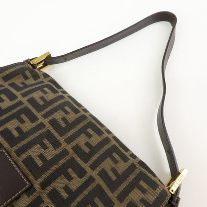 Fendi Round Flap Baguette Zucca Canvas, Brown, Canvas, Shoulder Bag