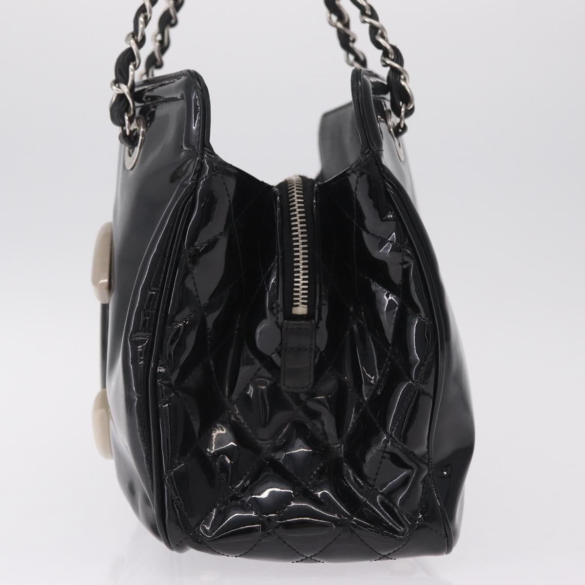 Chanel Lipstick Open Patent Vinyl, Black, Patent Leather, Tote Bag