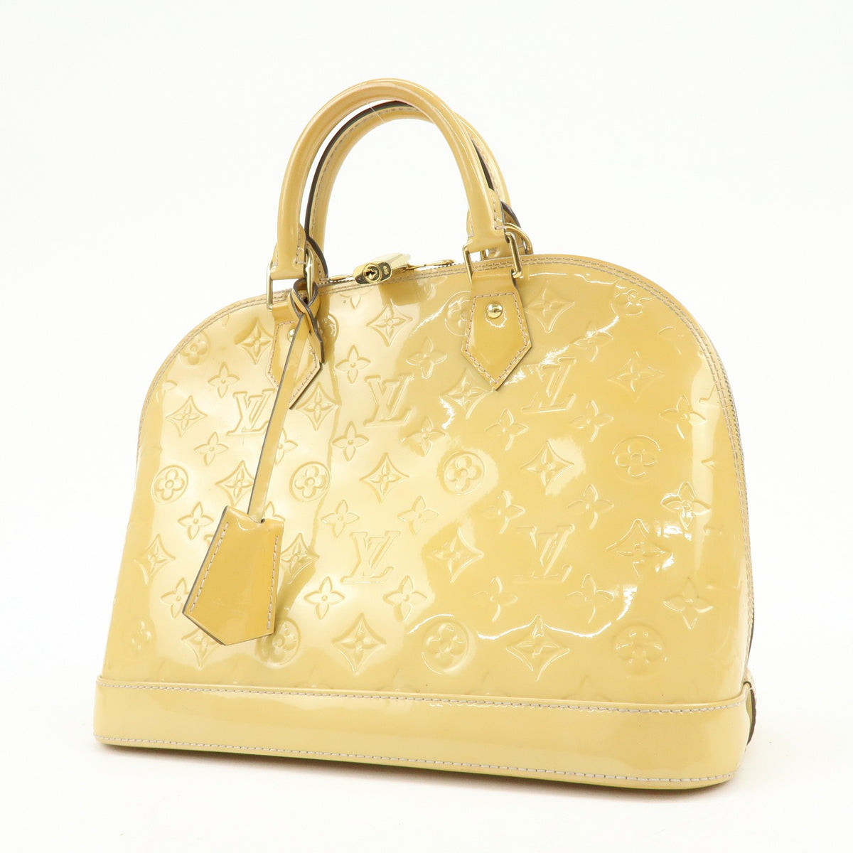 Louis Vuitton Alma Monogram Vernis, Yellow, Patent Leather, Handbag