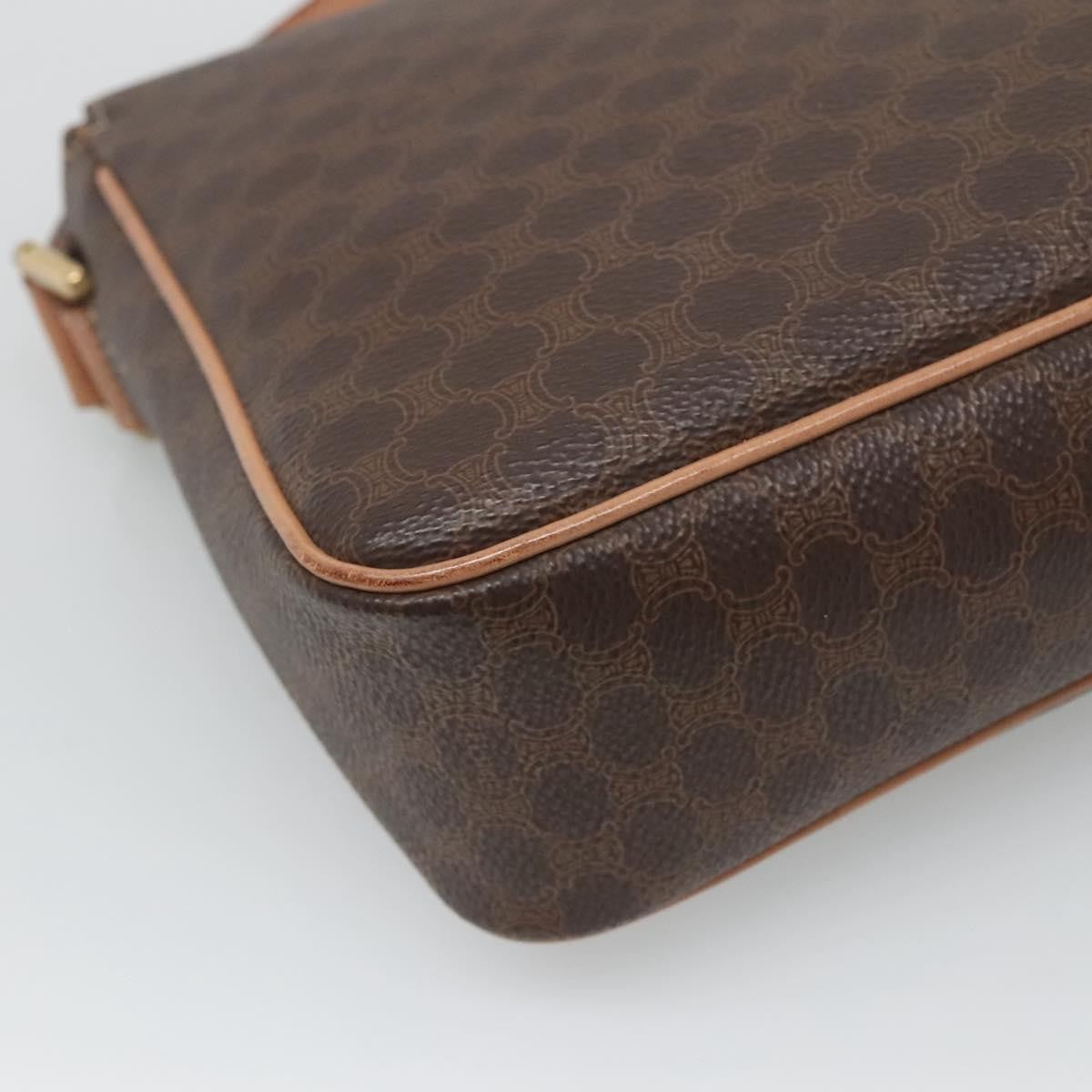Celine Vintage Macadam Circle Logo Canvas and Leather, Brown, Canvas, Shoulder Bag