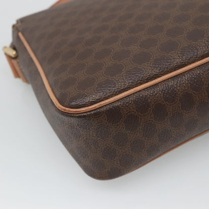 Celine Vintage Macadam Circle Logo Canvas and Leather, Brown, Canvas, Shoulder Bag