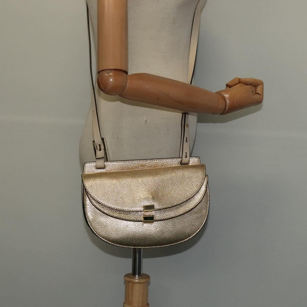 Chloe Georgia Leather, Gold, Leather, Shoulder Bag
