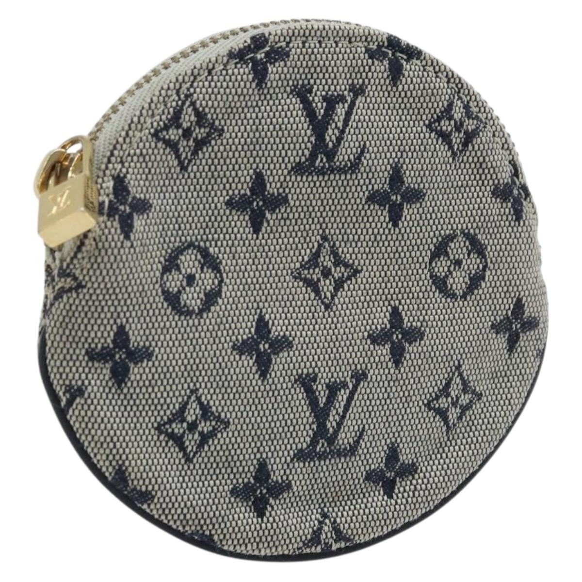 Louis Vuitton Round Coin Purse Mini Lin, Blue, Canvas, Clutch