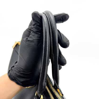 Prada Galleria Double Zip Saffiano Leather, Black, Leather, Tote Bag
